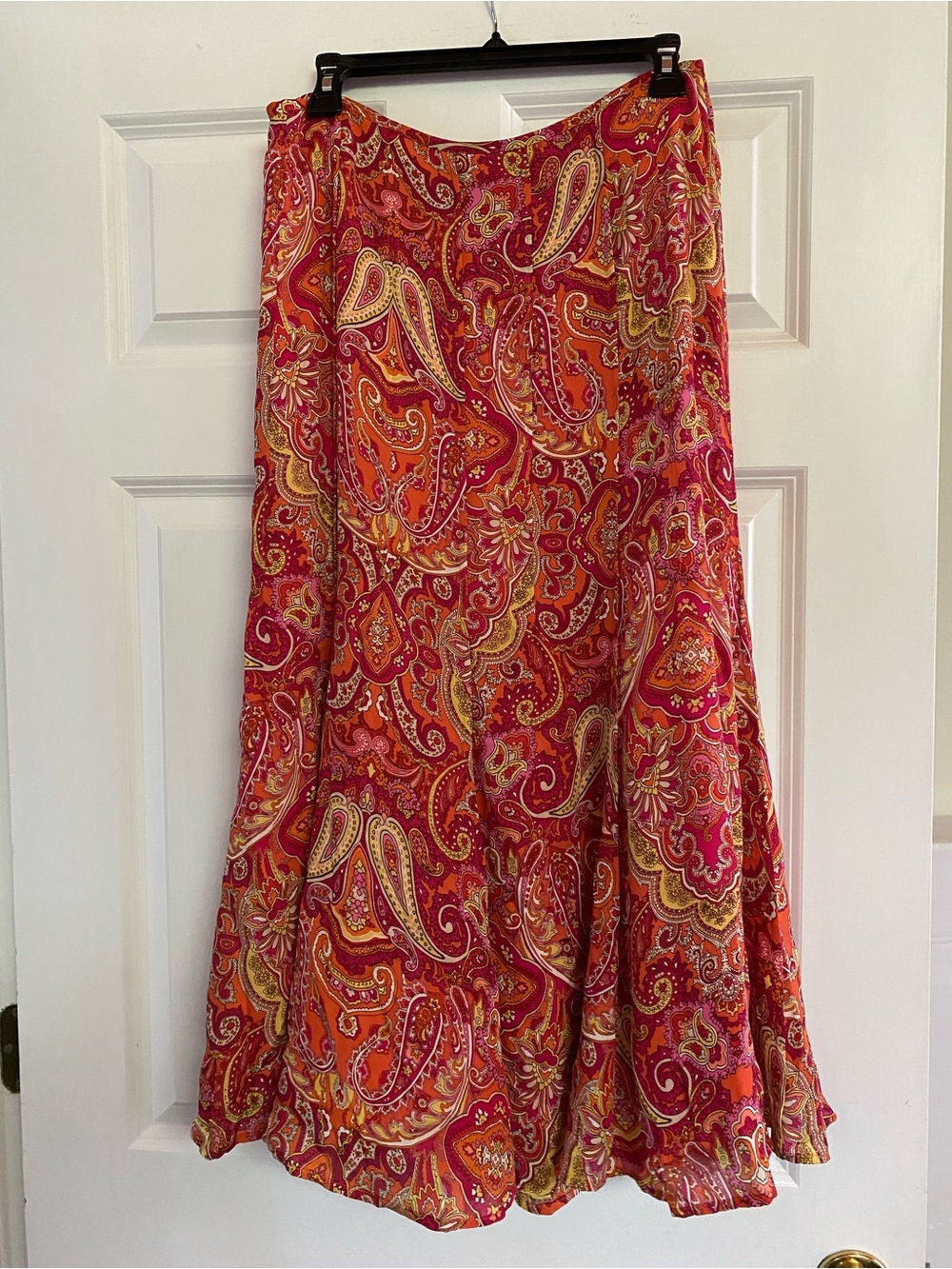 Talbots Paisley Maxi Skirt in Pink and Orange